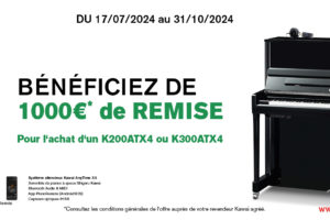 1000 € de réduction sur votre piano KAWAI Silent du 17 Juillet au 31 Octobre